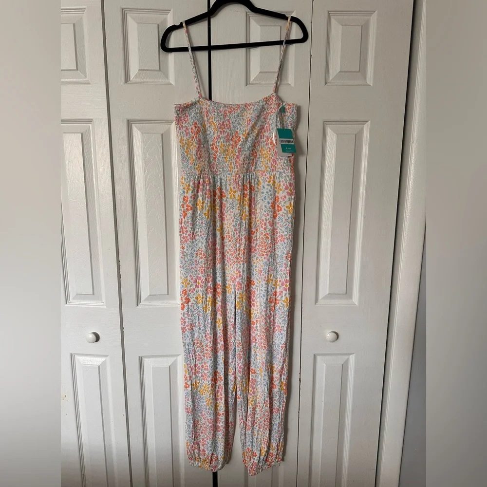 Brand New Posh Peanut Multicolor floral Smocked Jumpsuit - Picture 3 of 4